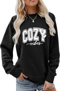 Cozy Vibes Sweatshirt, Cozy Season Sweater Women Crewneck Pullover Tops Funny Sweater Weather Shirt Christmas Jumper