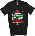 Personalized Custom Name Leader of Cousin Crew; Merry Christmas Lights Santa; Family Unisex T-Shirt Black