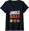 Womens Jingle Balls Christmas Humor V-Neck T-Shirt