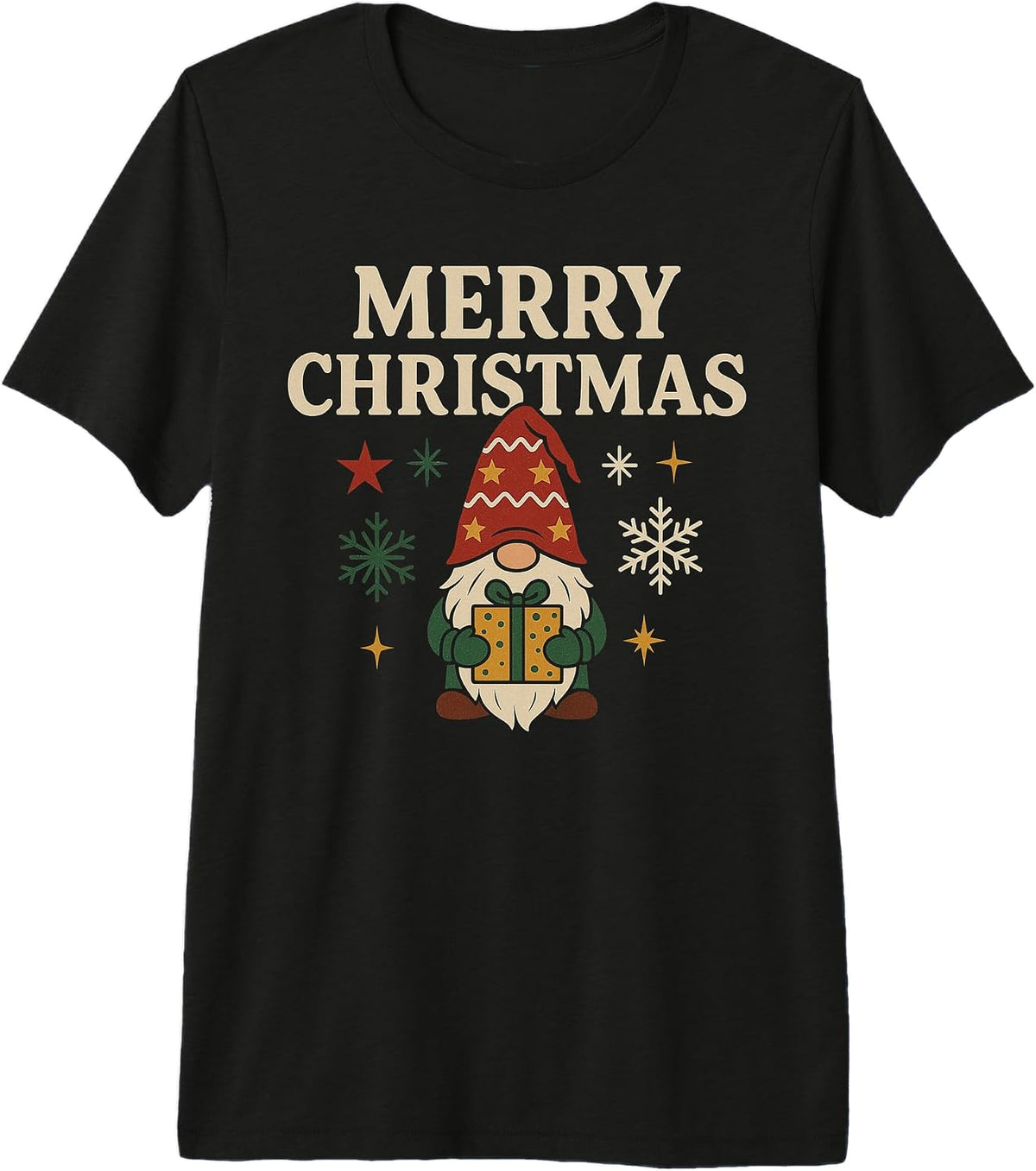 Christmas Gnome Shirt Cute Snowflakes Stars Fun Premium Tri-Blend T-Shirt