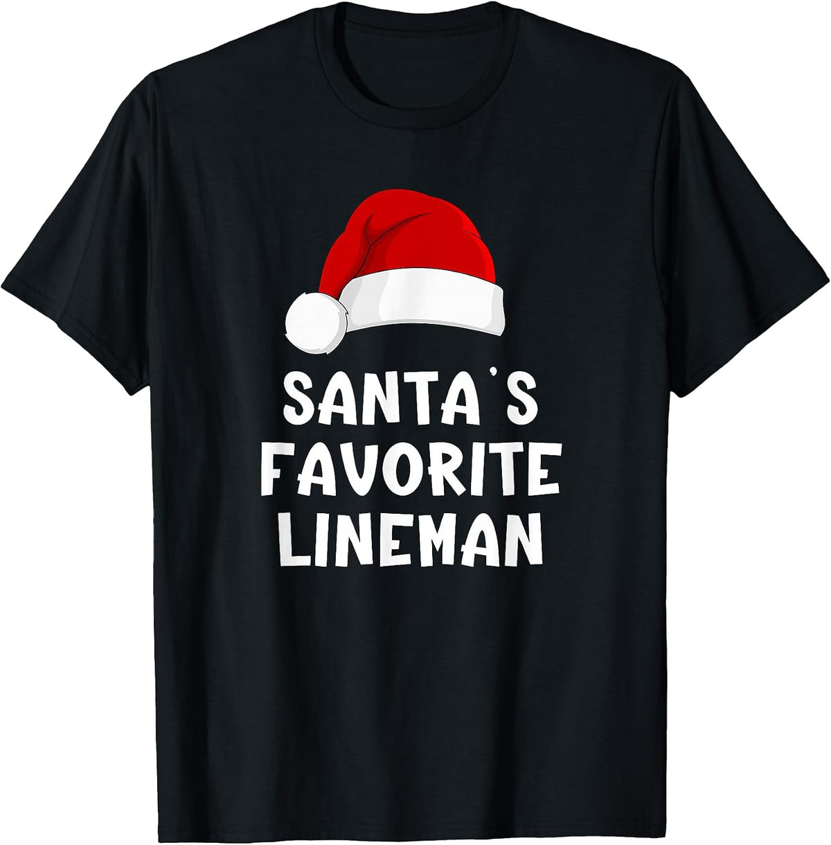 Christmas Santa's Favorite Lineman Funny Xmas Pajama T-Shirt