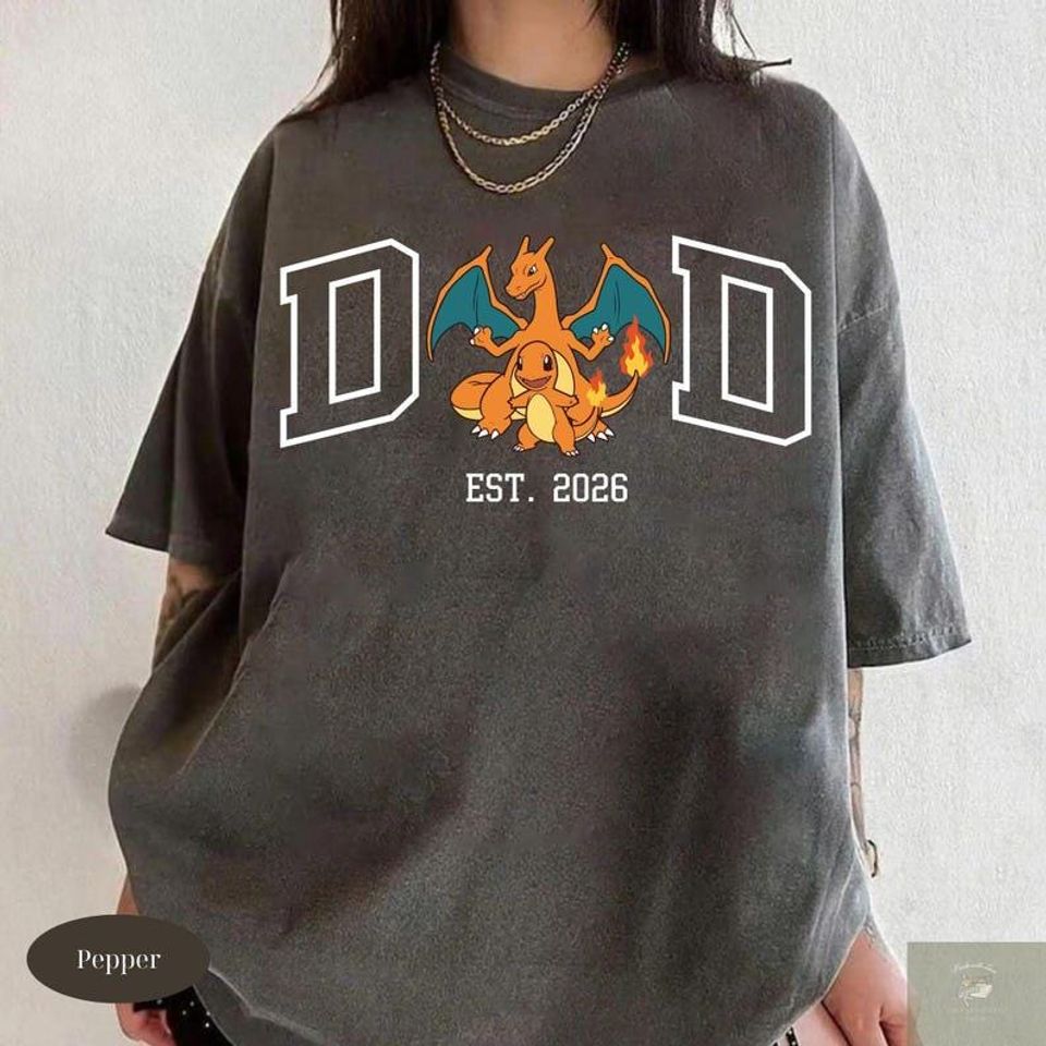 COMFORT COLORS Custom PokaDad Shirt, Persionalized Anime Characters Sweatshirt, Anime Father's Day Gift, Birthday Gift For Dad