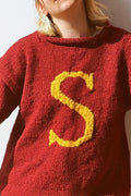 Personalized Weasley Monogram Sweater, Customize Crochet Initial Wizard Christmas Unisex Jumper, Knitted Wool Cotton Pullover XXS - 3XL Size