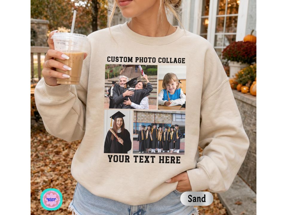 Custom Photo Sweater, Personalized Photo Collage Hoodie, Family Picture Sweatshirt, Memorial Gift Tee, Youth Toddler Baby Bodysuit