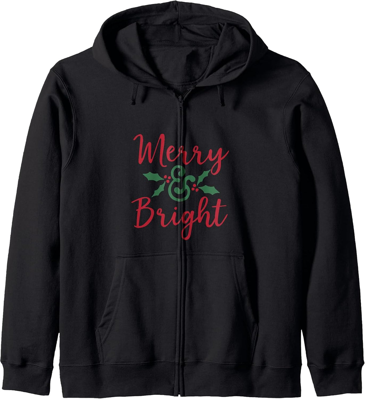 Merry And Bright X-Mas Vacation Mistletoe Christmas Zip Hoodie