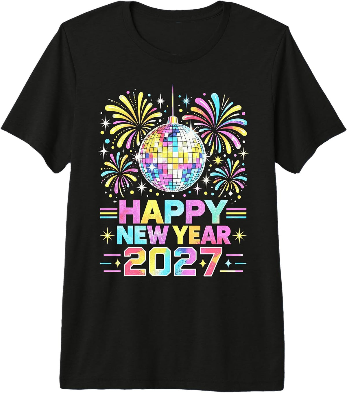 Disco Ball Happy New Year 2027 Fireworks Celebration Premium Tri-Blend T-Shirt