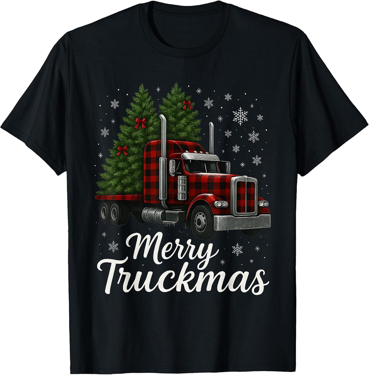 Merry Truckmas Trucker Christmas Men Women Girls Boys Kids T-Shirt