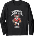 Funny Reindeer Football Linebacker Christmas Art Long Sleeve T-Shirt