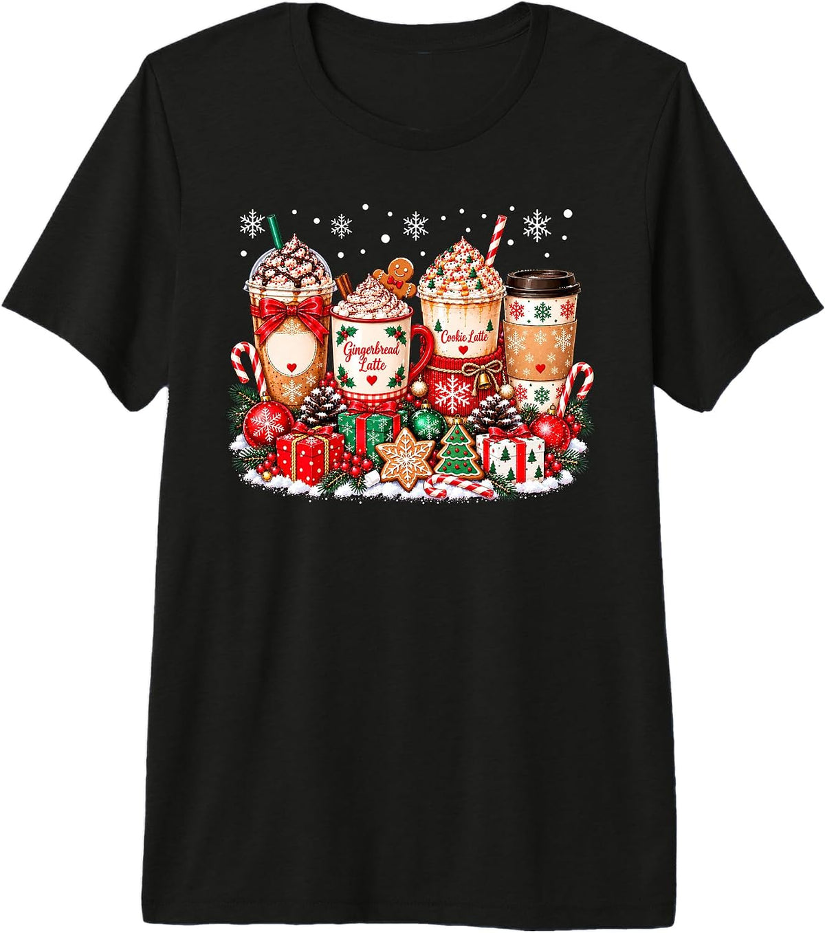Christmas Coffee Gingerbread Latte Cups Xmas Holiday Women Premium Tri-Blend T-Shirt