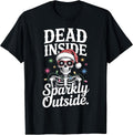 Funny Skeleton Santa Christmas Lights Dark Holiday Xmas T-Shirt