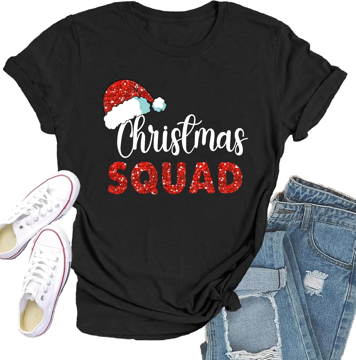 Christmas Shirts for Women Christmas Crew T-Shirt