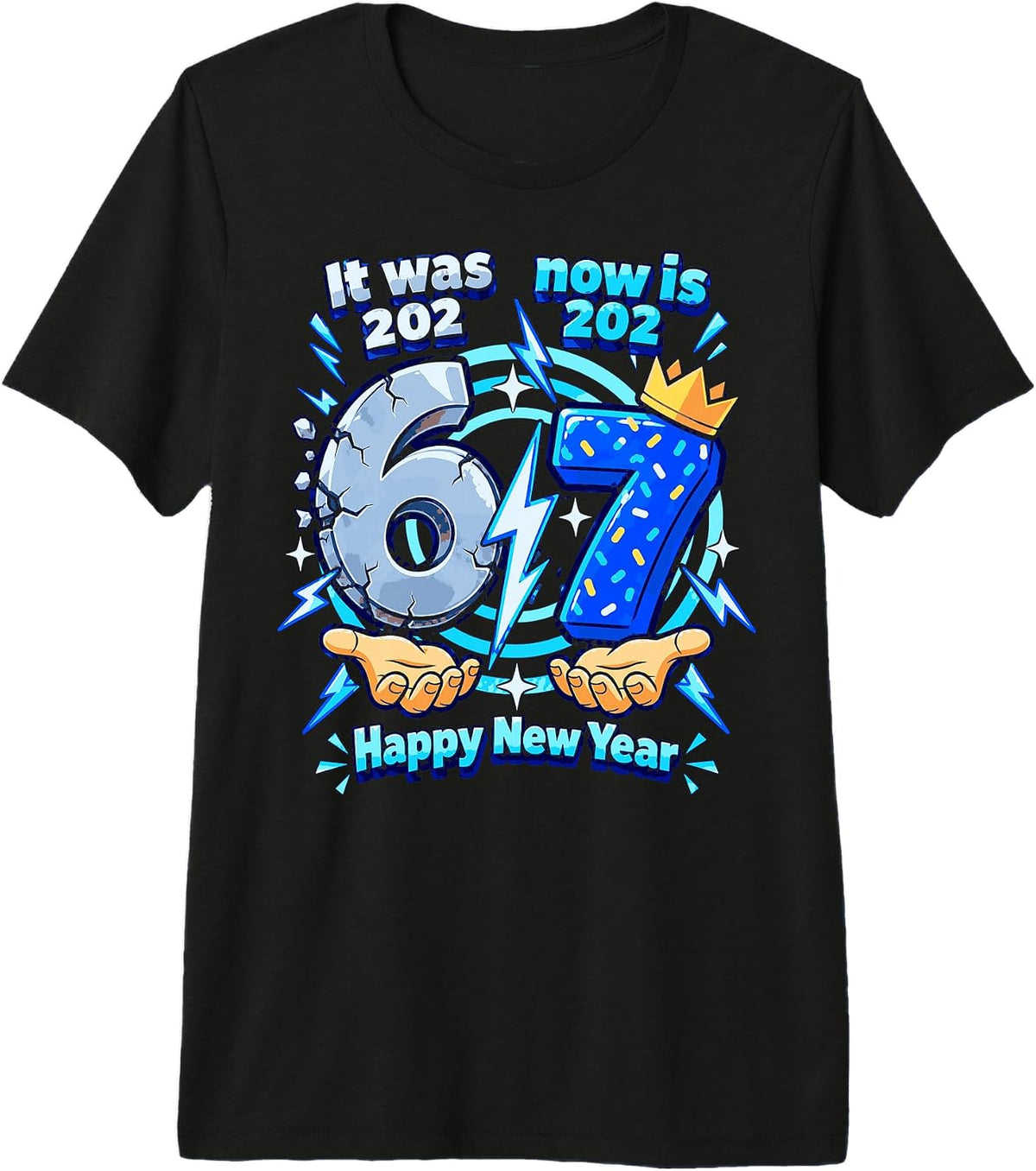 Happy New Year 2027 67 Six Seven Countdown Lightning Crown Premium Tri-Blend T-Shirt
