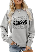 Cozy Season Sweatshirt, Retro Cozy Shirt Women Casual Crewneck Pullover Tops Funny Winter Fall Sweater Weather Blouse