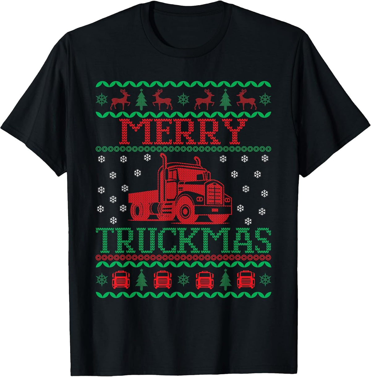 Ugly Christmas Truck Funny Christmas Trucker Merry Truckmas T-Shirt