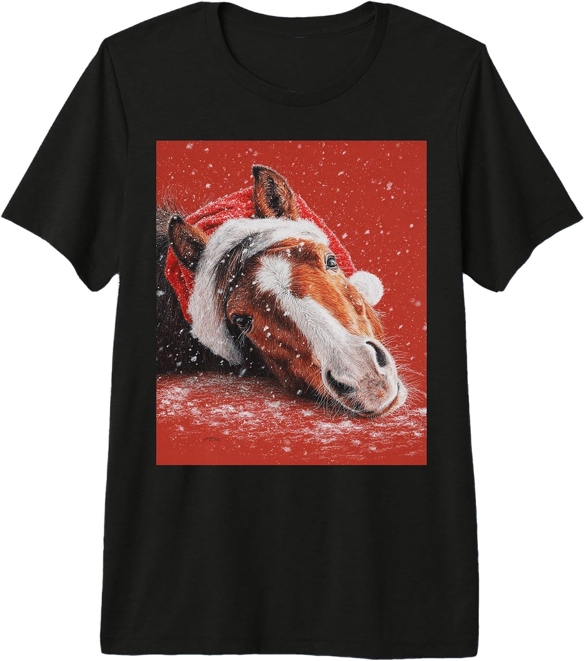 Horse Christmas Cowgirl Premium Tri-Blend T-Shirt