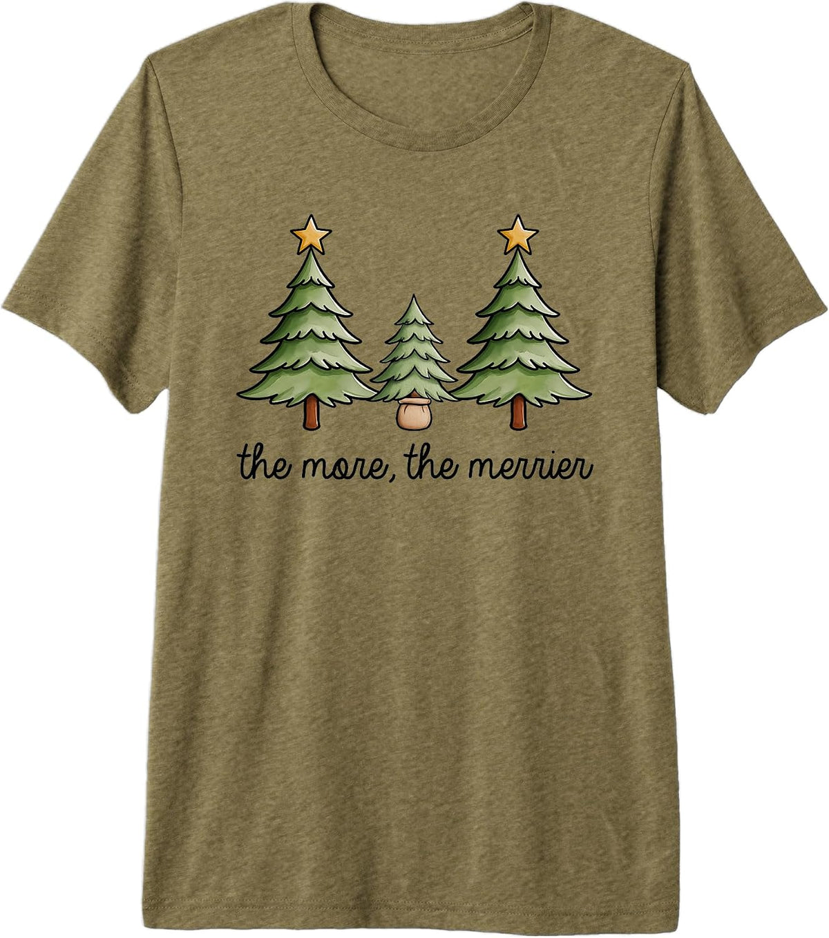 Christmas Pregnancy Announcement Tree The More The Merrier Premium Tri-Blend T-Shirt