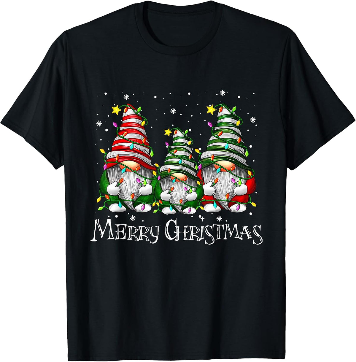 Cute Gnomes Merry Christmas Light Family Gnome Xmas Matching T-Shirt