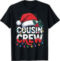 Cousin Crew Christmas Lights Santa hat Holly and Snowflakes T-Shirt