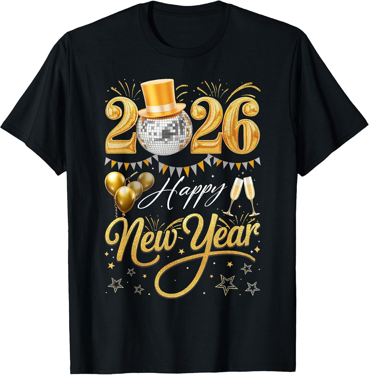 Happy New Year Party 2026 Funny Balloon Family Matching T-Shirt