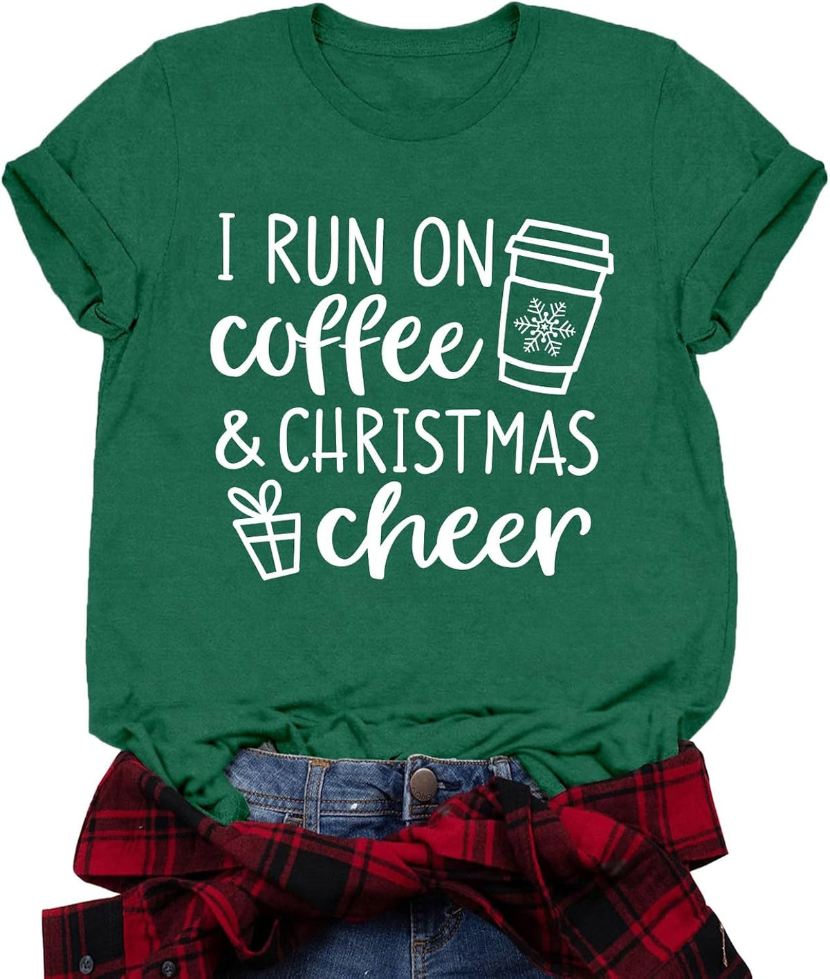 Christmas Shirts for Women Christmas Coffee Merry Xmas Holiday Tee