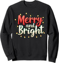 Merry and Bright Christmas Lights Festive Holiday Artwork Sweatshirt
