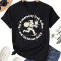 Powered By Iced Coffee and Christmas Spirit T-Shirt, Cool Santa Coffee Graphic Tee