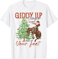 Santa Giddy Up Jingle Horse Pick Up Your Feet Cowboy Xmas T-Shirt