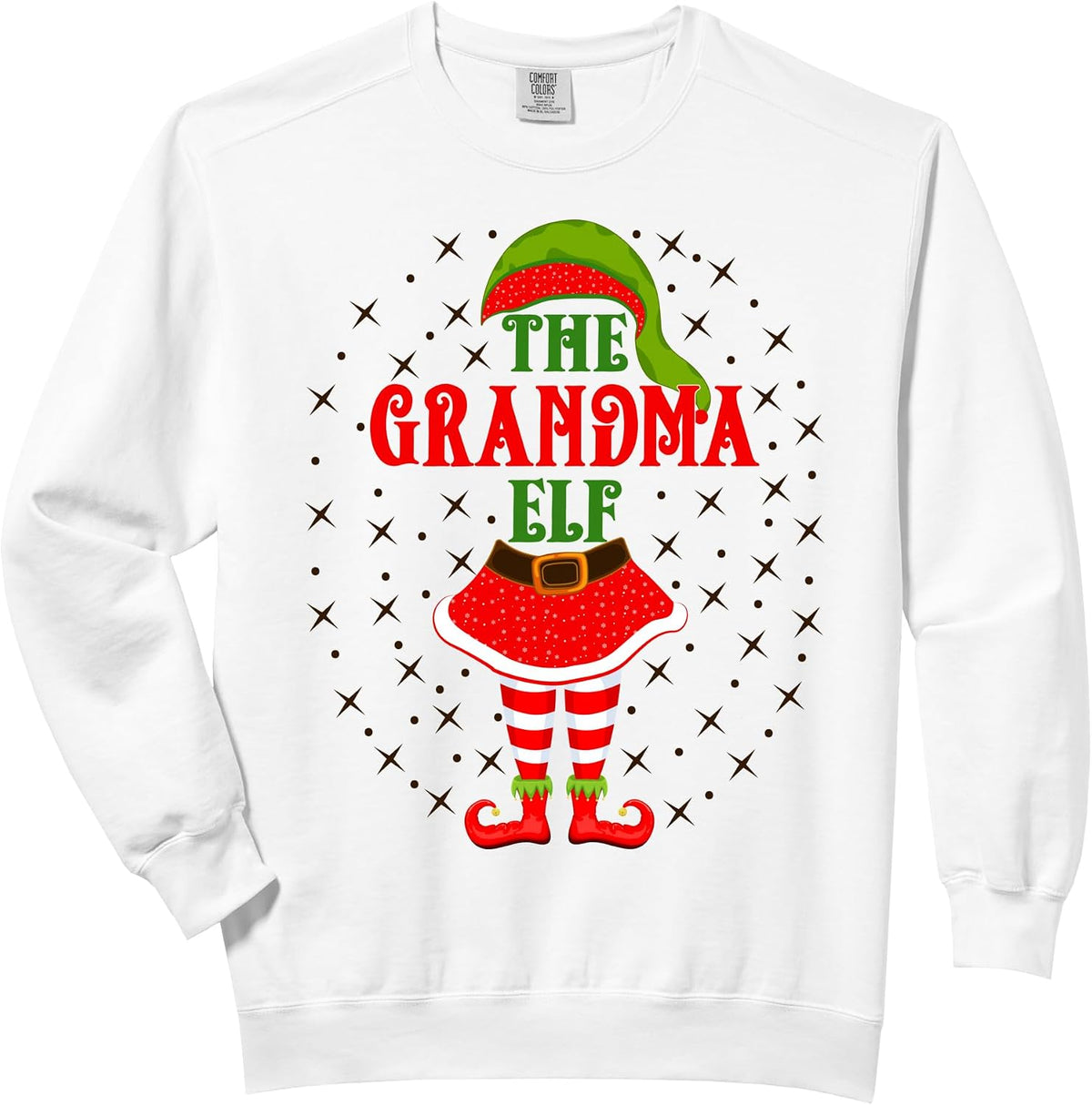 The Grandma Elf Xmas Party Girls Mom Women Christmas Funny Comfort Colors Adult Sweatshirt