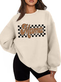 Oversized Mama Sweatshirt for Women Mama Letters Print Shirts Mother's Day Long Sleeve Fleece Pullover Tops