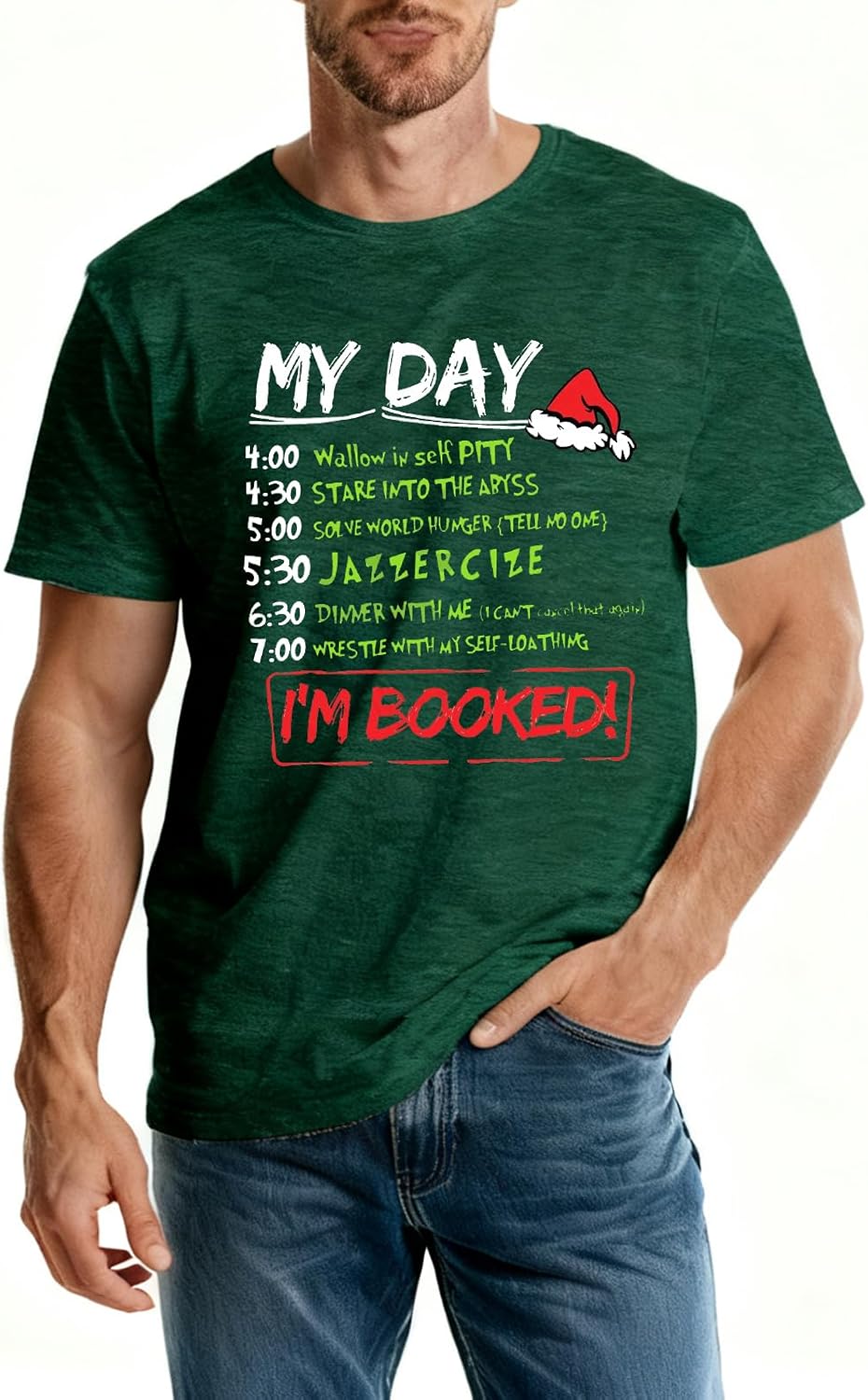 Men's Christmas T-Shirt Ugly Christmas Tree Graphic Short Sleeve Shirts Holiday Xmas Tee Top