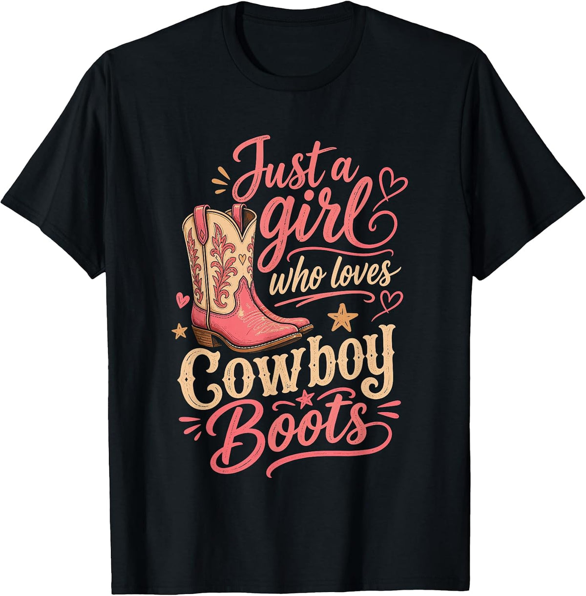 Just a Girl Who Loves Cowboy Boots Cowgirl Western Christmas T-Shirt