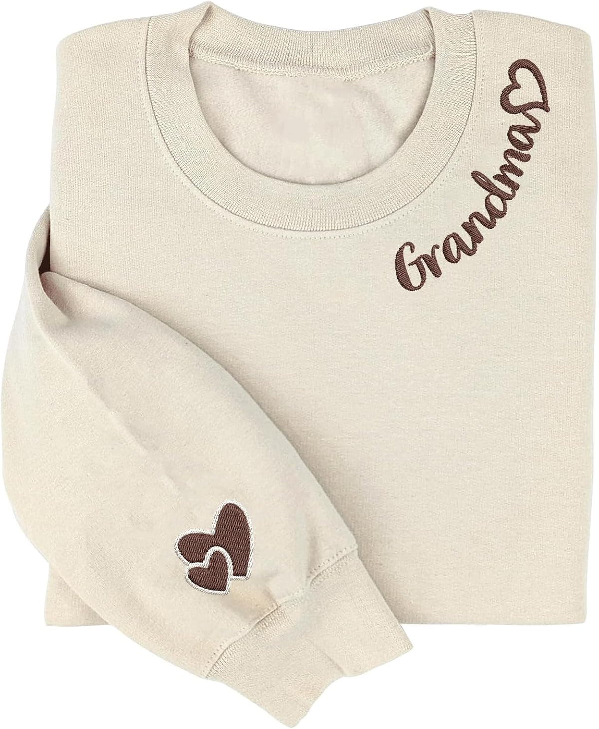 Mama Embroidered Crewneck Sweatshirt, Mama Neckline Sweater with Heart on Sleeve, Mama Pullover Size M-4XL
