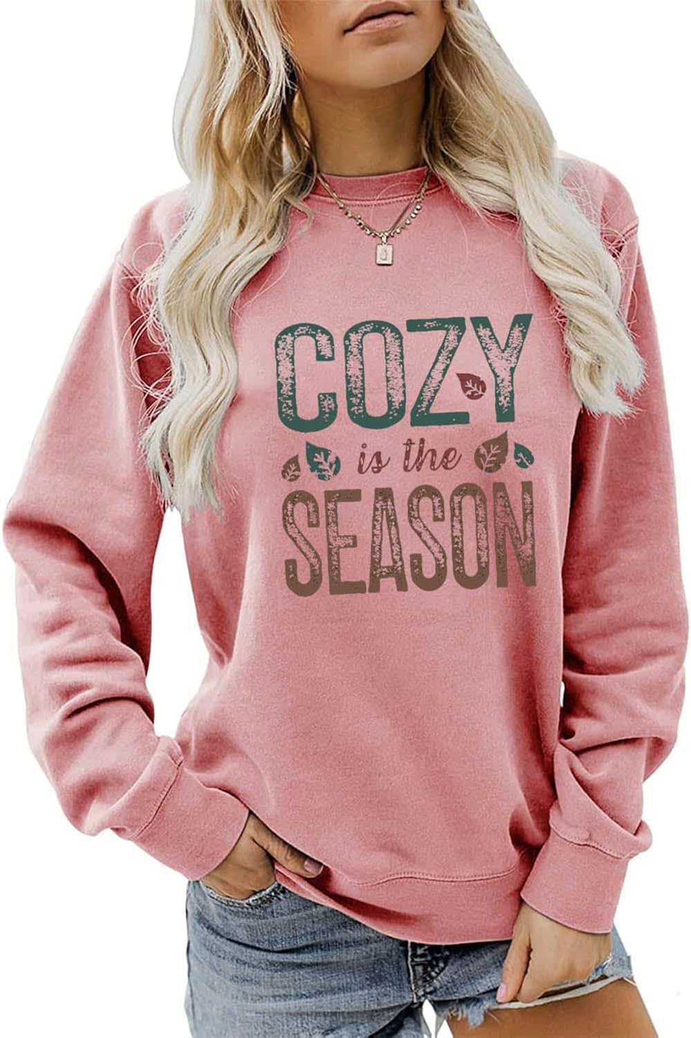 Cozy is The Season Sweatshirt, Homebody Shirt Women Crewneck Autumn Weather Sweater Retro Fall Pullover Casual Tops