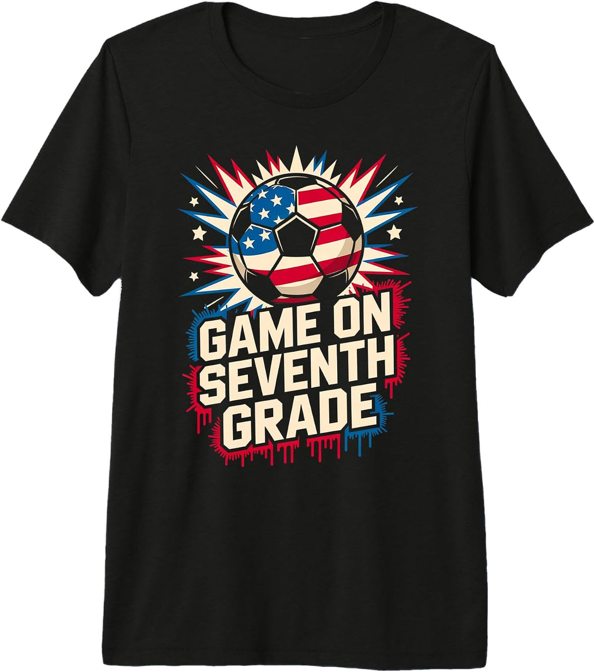 American Game ON Seventh Grade Soccer Ready Teacher Happy Premium Tri-Blend T-Shirt