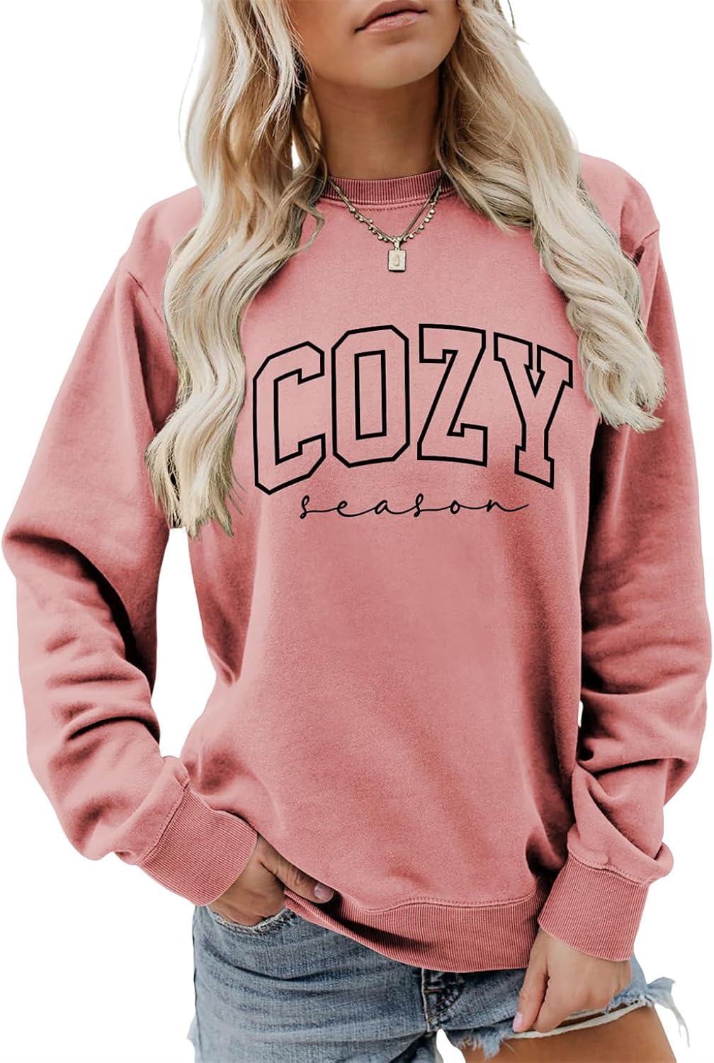 Cozy Season Sweatshirt Coffee Lover Shirt Women Autumn Fall Sweater Funny Weather Crewneck Pullover Tops