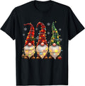 Three Gnomes Men Women Buffalo Plaid Red Christmas T-Shirt