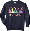 Merry Christmas Bright Christmas Tree Light Colorful Glowing Comfort Colors Adult Sweatshirt