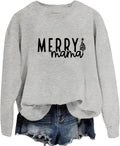 Women Merry Mama Christmas Sweatshirt Xmas Long Sleeve Pullover Tops Cute Mom Graphic Holiday Shirts