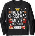 This is My Christmas Movie Watching Shirt Merry Christmas Long Sleeve T-Shirt