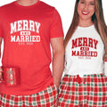 Merry And Married Est. Christmas Shirts, Our First Christmas Married Couple Outfits, 1st Christmas as Mr and Mrs Couple Shirts, Just Married Xmas Couples Pajamas Matching Sets, His Hers Honeymoon