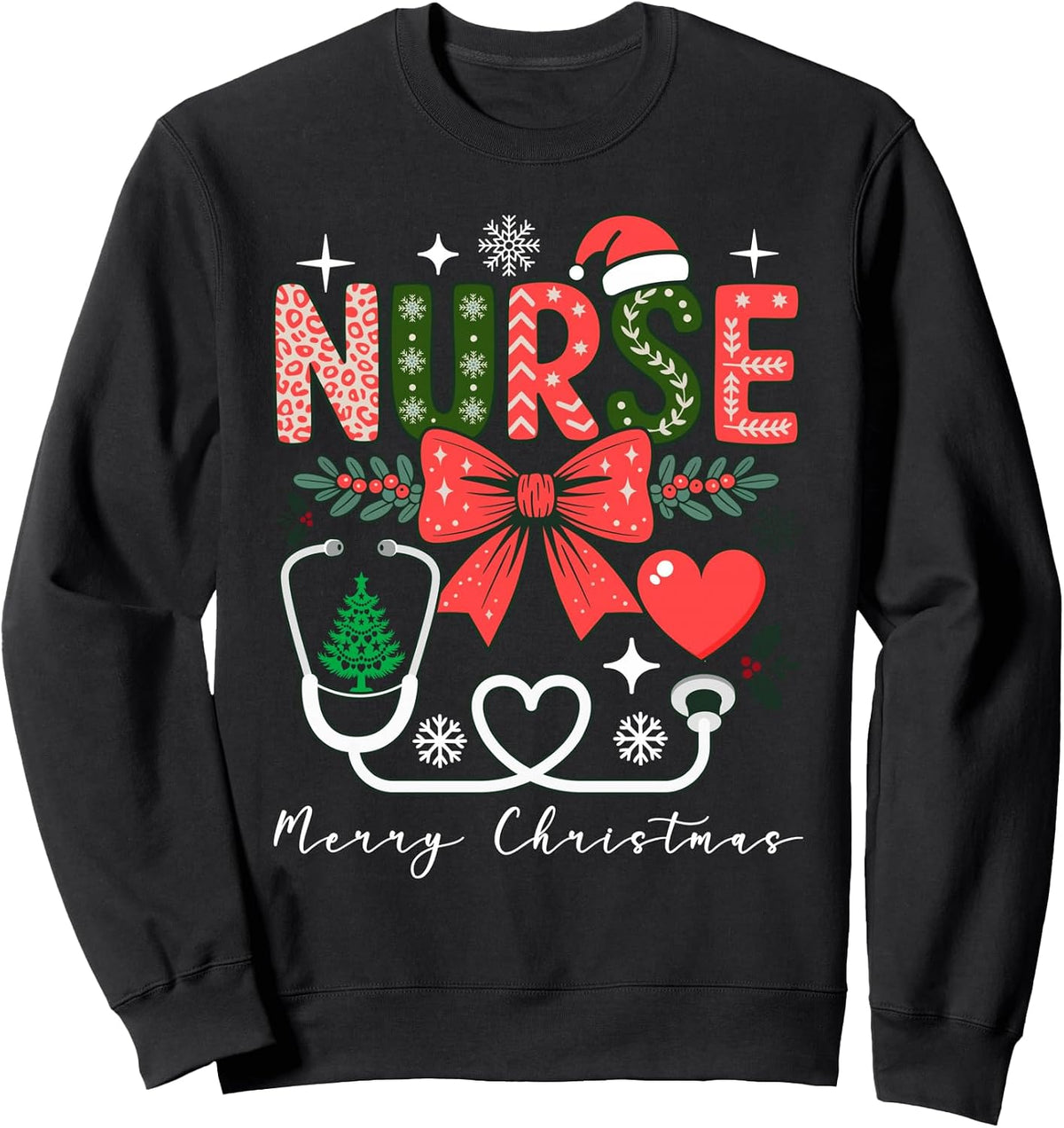 Stethoscope Santa Hat Xmas Christmas Nurse Sweatshirt