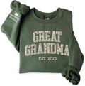 Personalized Flower Embroidered Grandma Crewneck Sweatshirt - Gifts for New Grandmas, Mothers Day, Birthday