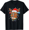 Christmas Football Santa Hat Reindeer Antlers Xmas LightsMen T-Shirt