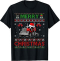 Merry Christmas Elf Reindeer Santa Trucker Ugly Xmas Sweater T-Shirt