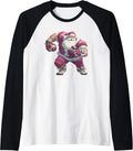 Mens Santa Linebacker Men Kids Boys American Football Christmas Raglan Baseball Tee