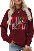 Merry and Bright Christmas Sweatshirt for Women Retro Long Sleeve Christmas Shirt Crewneck Merry Bright Pullover