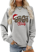 Gigi Claus Merry Christmas Sweatshirt Women Cute Leopad Graphic Shirt Xmas Gift Grandma Crewneck Casual Pullover Tops