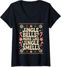 Womens Bells More Like Jingle Smells Funny Christmas Meme V-Neck T-Shirt