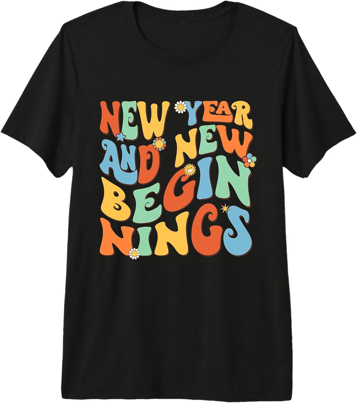 2027 Happy New Year Groovy Style New Year New Beginnings Premium Tri-Blend T-Shirt