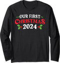Our First Christmas 2024 Shirt - Just Married Christmas Long Sleeve T-Shirt